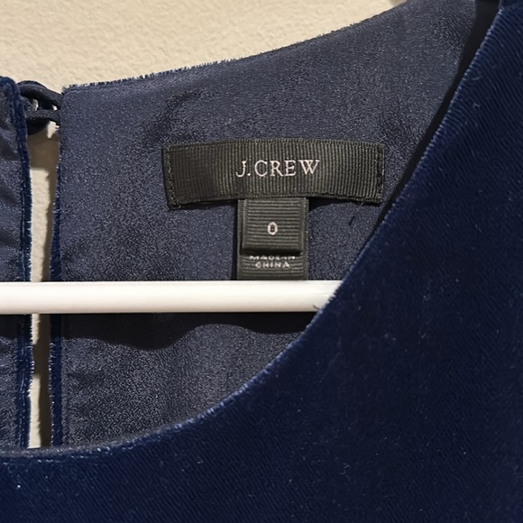 J Crew Deep Navy Blue Velvet Ruffle Hem Dress - Picture 3 of 6
